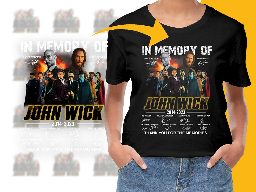 John Wick Tribute T-Shirt, In Memory 2014-2023, Thank You For The Memories, Fan Memorabilia Tee