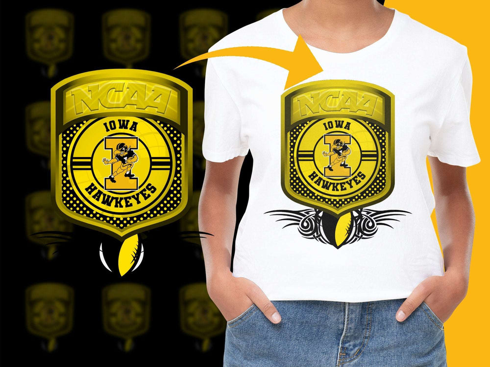Iowa Hawkeyes T-Shirt Vintage NCAA College Sports Yellow Black Graphic Tee