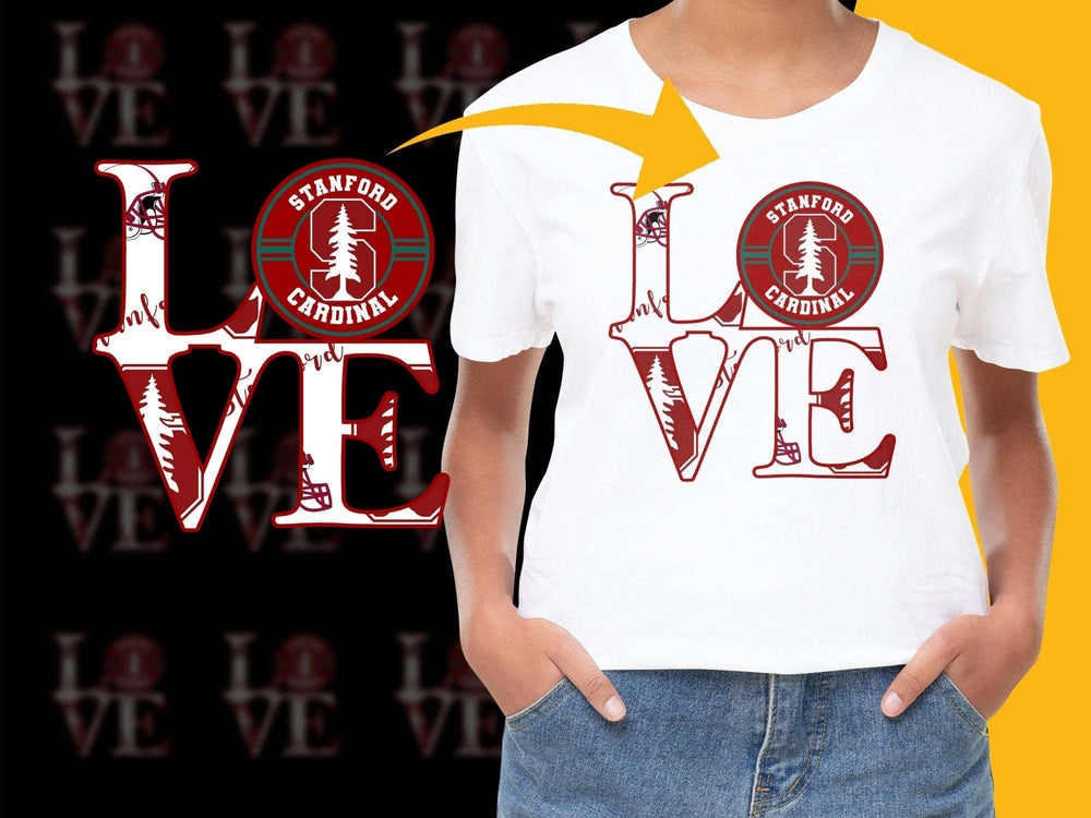 Stanford Love Graphic Tee, White T-Shirt, College Fan Apparel, Cardinal Red Design, Casual Wear