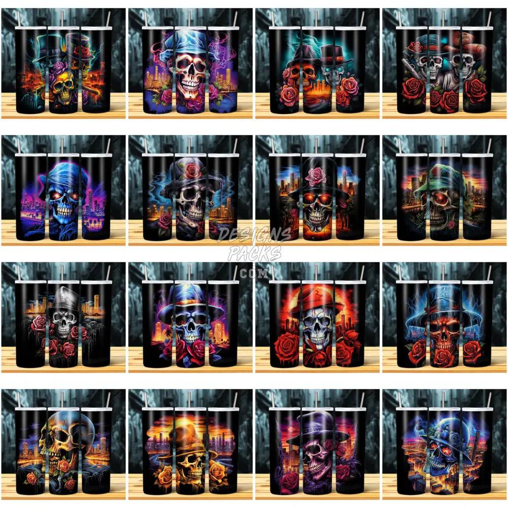 34 Airbrush Skulls Tumbler Wrap Bundle Jpg