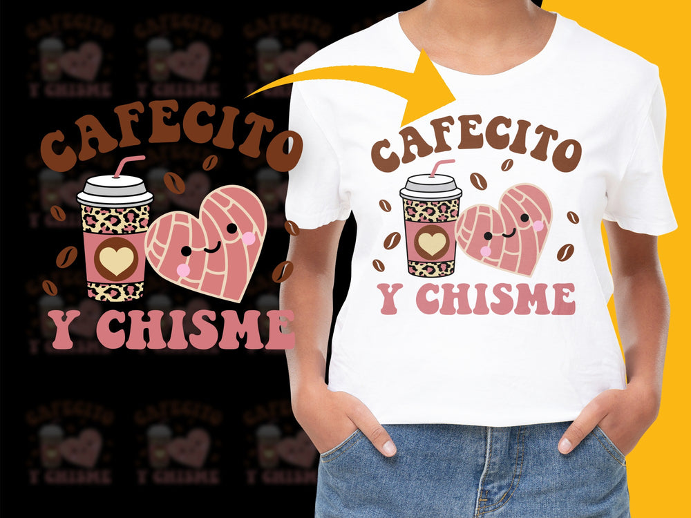 Cafecito y Chisme T-Shirt, Cute Coffee and Gossip Tee, Fun Graphic Tee for Friends, Casual Wear