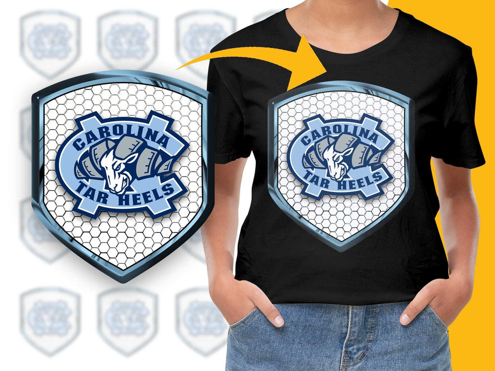 Carolina Tar Heels T-Shirt, College Sports Team Logo Tee, Unisex Black Shirt
