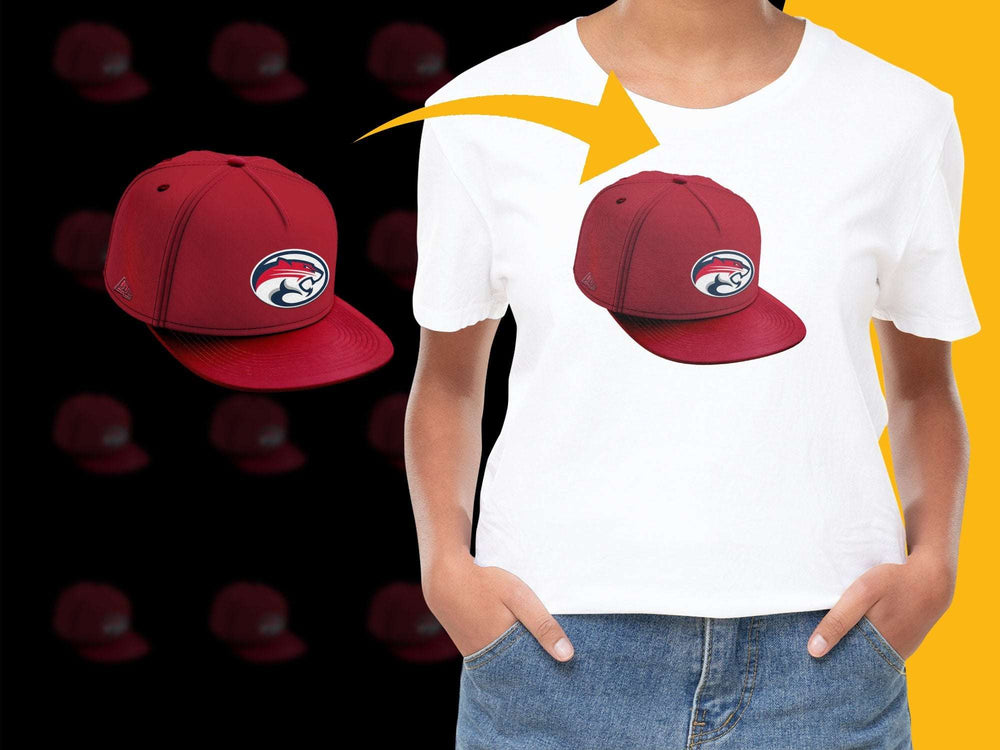 Red Baseball Cap Graphic T-Shirt, Casual Sporty Tee, Unisex Fashion Top, Summer Streetwear Style