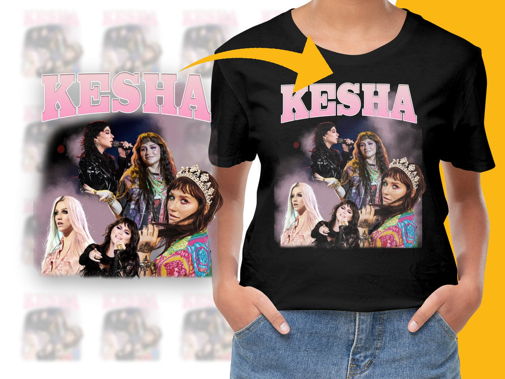 Kesha Graphic T-Shirt, Pop Music Fan Tee, Vintage Style Concert Merch, Casual Women's Black Shirt