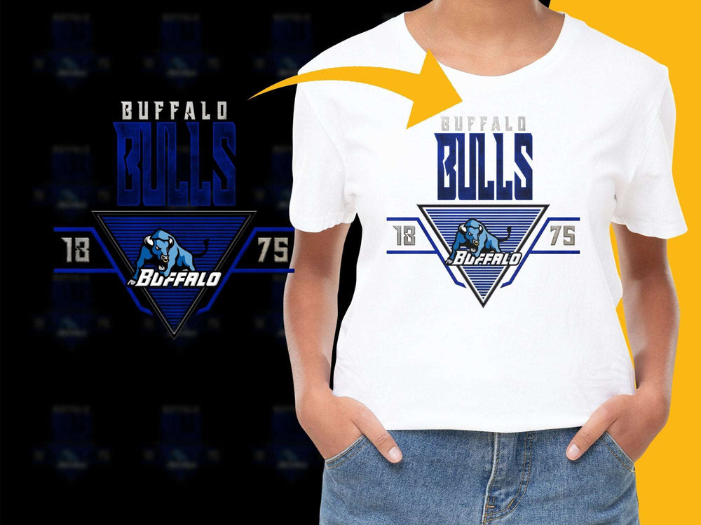 Buffalo Bulls Graphic Tee, Vintage Sports Logo, Blue and White, Unisex T-Shirt Design, Casual Wear