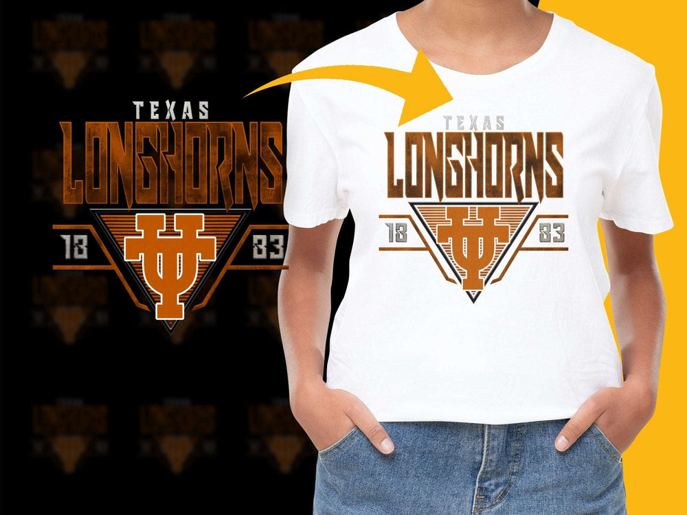 Texas Longhorns T-Shirt, Vintage College Sports Tee, Orange and White Logo, Casual Wear