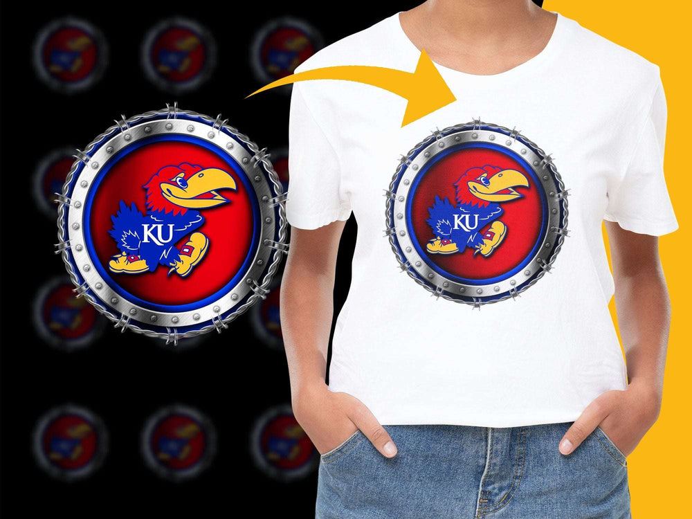 Kansas University KU Jayhawks Logo T-Shirt, Vintage College Sports Fan Apparel, Unisex White Tee