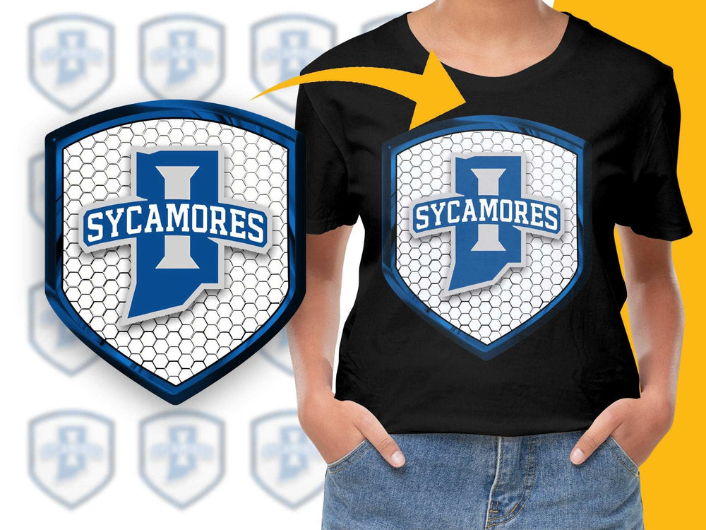 Sycamores Graphic T-Shirt, Stylish Blue and White Team Logo Shirt, Casual Sports Fan Apparel, Unisex Fit
