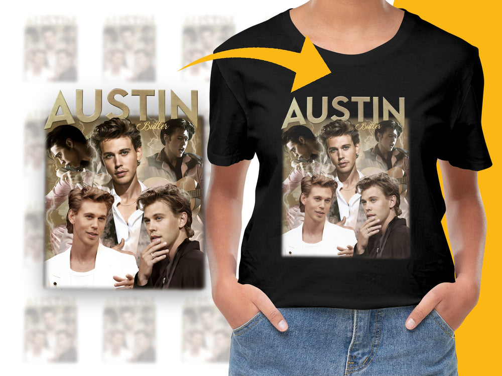 Austin Custom Fan T-Shirt, Personalized Photo Collage, Unique Gift Idea, Celebrity Inspired, Casual Wear