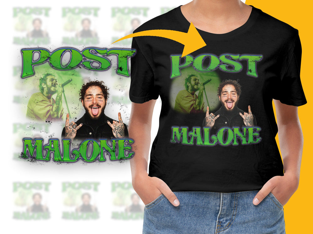 Post Malone Graphic T-Shirt, Hip Hop Artist Merch, Music Fan Gift, Unisex Black Tee