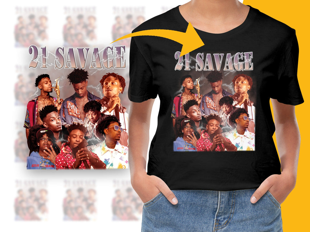 21 Savage Graphic T-Shirt, Hip Hop Tee, Unisex Black Cotton Shirt, Music Artist Fan Merch, Trendy Streetwear Top, Casual Cool Fashion