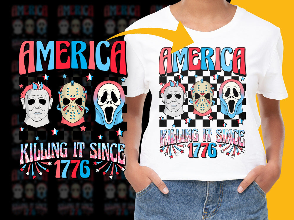 America Patriotic T-Shirt, Skull Design, Killing It Since 1776, Unisex Graphic Tee