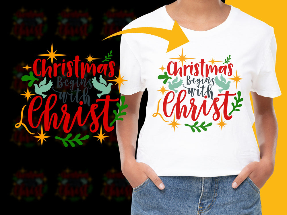 Christmas Begins With Christ T-Shirt, Religious Holiday Tee, Festive Christian Shirt, Unisex Christmas Apparel