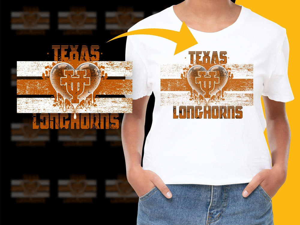 Texas Longhorns T-Shirt Vintage Distressed Print Orange White Sports Fan Apparel Unisex Fashion