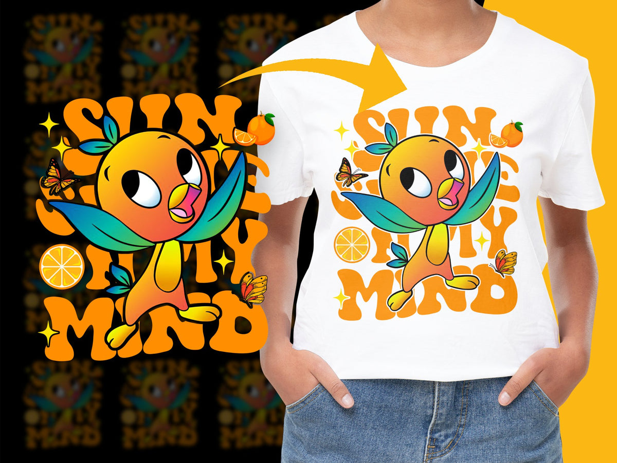 Sunny Mind Cartoon Bird T-Shirt, Colorful Kids Graphic Tee, Vibrant Summer Style Top, Cute Animal Design Shirt
