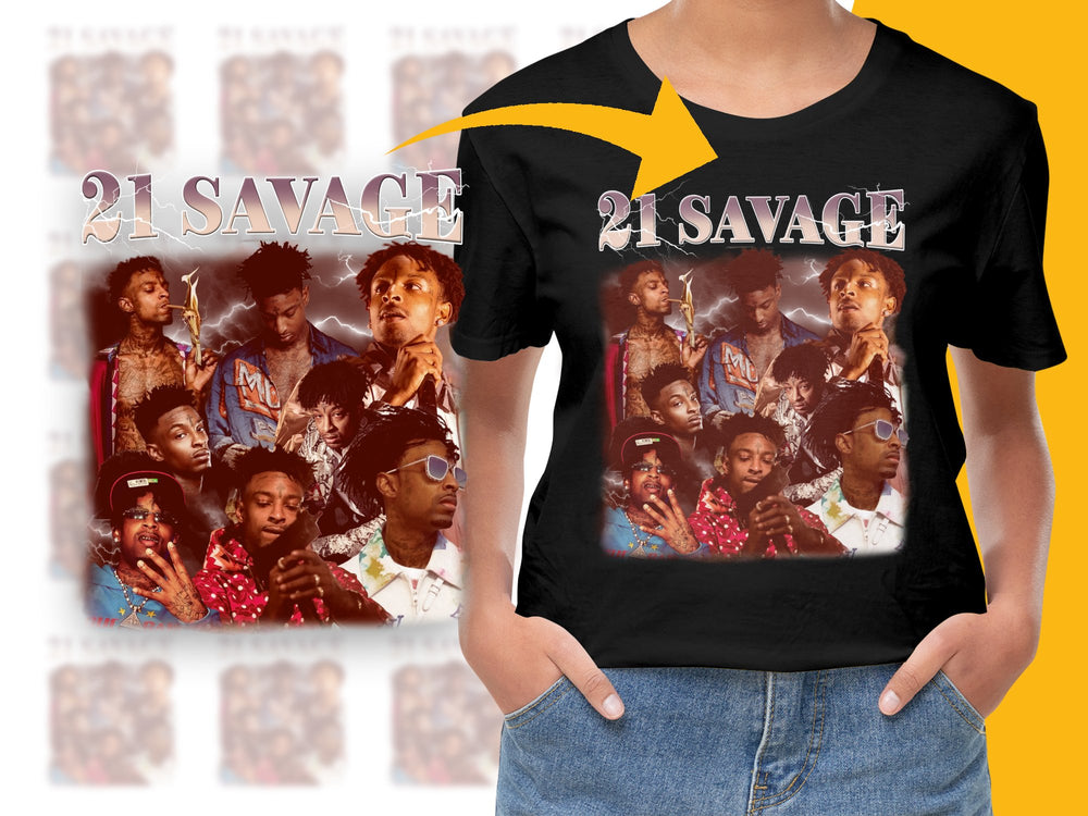 Vintage Hip Hop T-Shirt, 21 Savage Graphic Tee, Urban Streetwear, Music Fan Apparel, Retro Style Top, Unisex Fashion Clothing