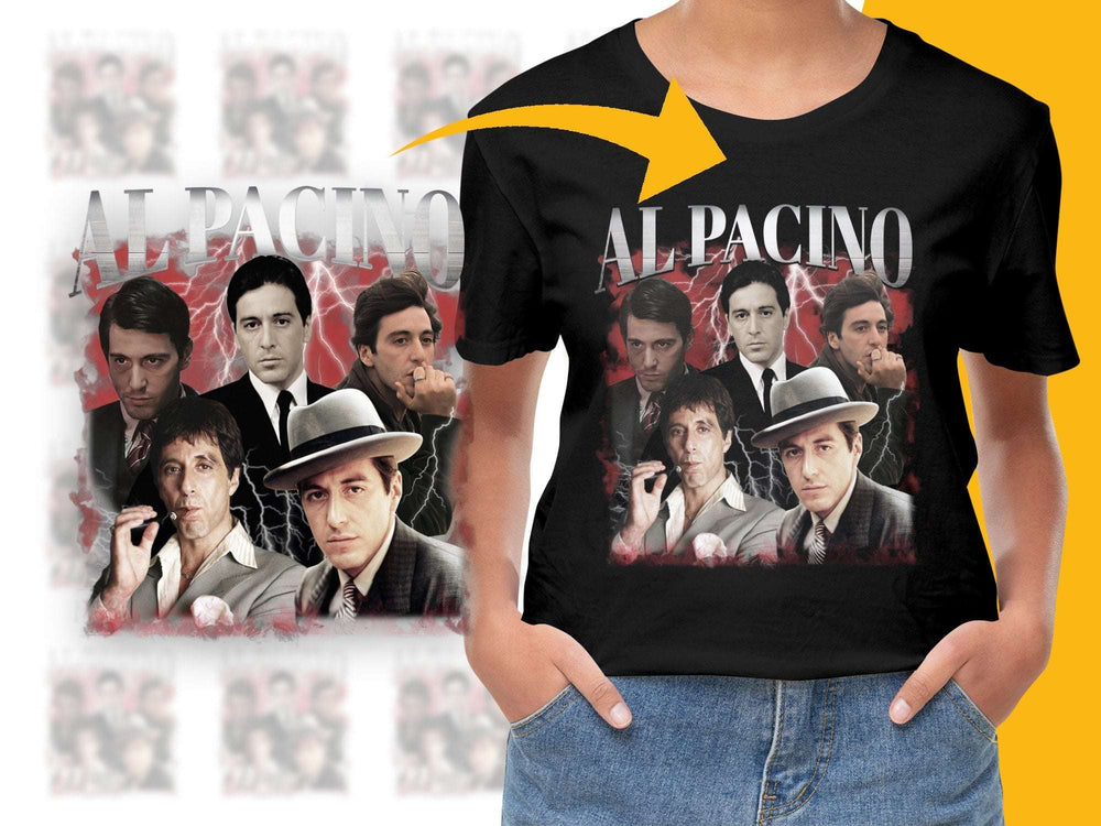 Al Pacino Classic Movie Montage Graphic T-Shirt, Vintage Actor Print, Film Enthusiast Gift, Iconic Roles Apparel