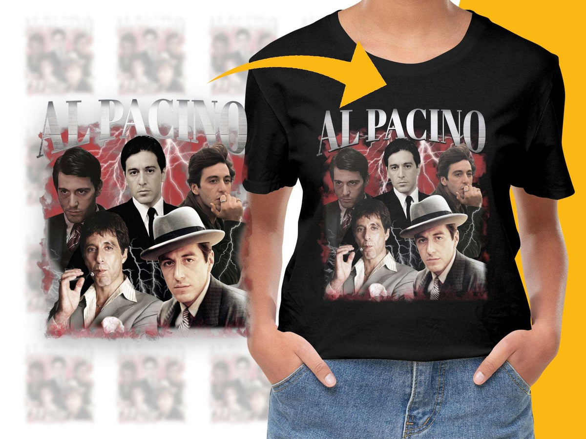 Al Pacino Classic Movie Montage Graphic T-Shirt, Vintage Actor Print, Film Enthusiast Gift, Iconic Roles Apparel