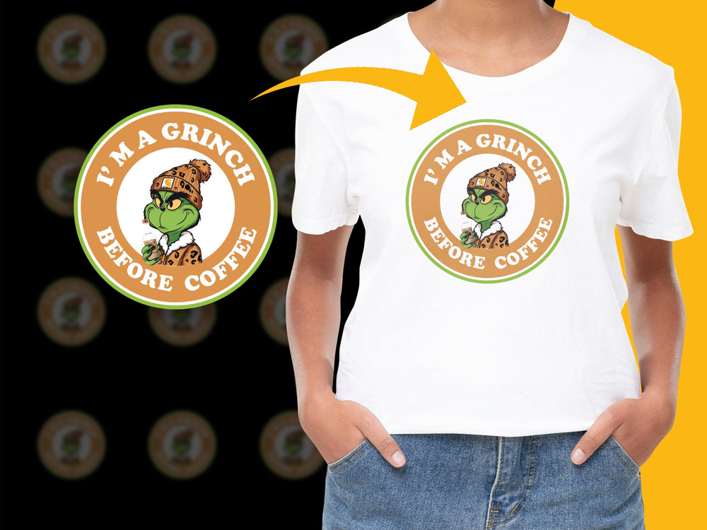 Grinch Before Coffee T-Shirt, Funny Christmas Morning Tee, Holiday Coffee Lover Gift, Unisex T-Shirt Design