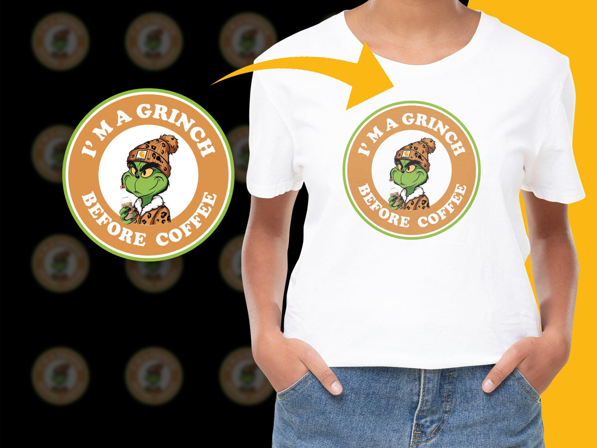 Grinch Before Coffee T-Shirt, Funny Christmas Morning Tee, Holiday Coffee Lover Gift, Unisex T-Shirt Design