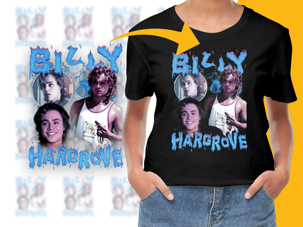 Billy Hargrove T-Shirt, Stranger Things Inspired Fan Art, Graphic Tee, Unisex Black Shirt, Retro Style, TV Show Merchandise