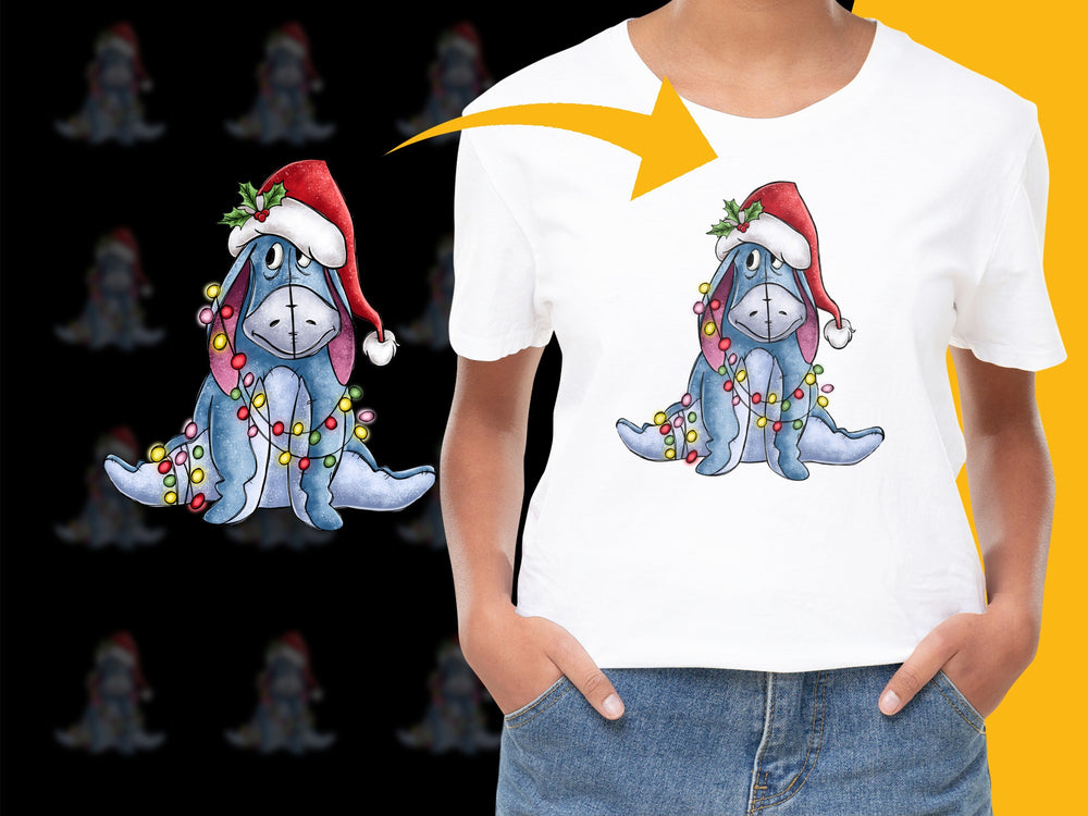 Cute Christmas Dog T-Shirt, Festive Holiday Puppy with Lights and Santa Hat, Unisex Graphic Tee, Gift Idea