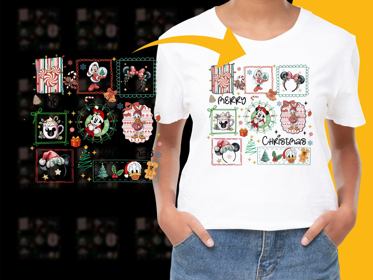 Festive Christmas T-Shirt, Cute Holiday Santa and Penguin Graphics, Unisex Holiday Apparel, Colorful Xmas Tee Gift Ideas