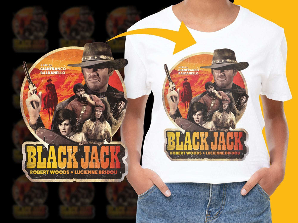 Vintage Blackjack Movie T-Shirt, Classic Western Film Graphic Tee, Robert Woods, Lucienne Bridou