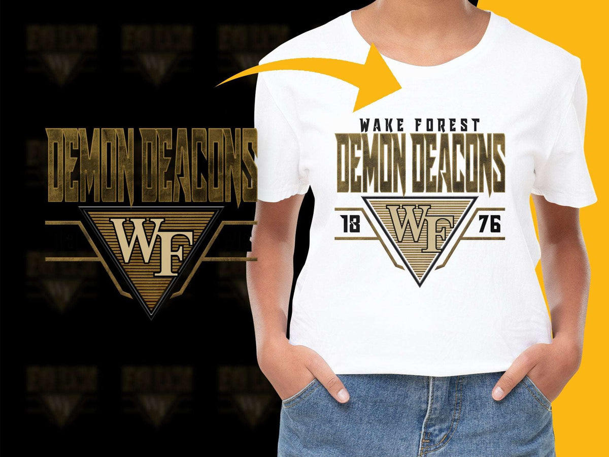Wake Forest Demon Deacons Graphic T-Shirt, Vintage College Logo Tee, Unisex Casual White Top