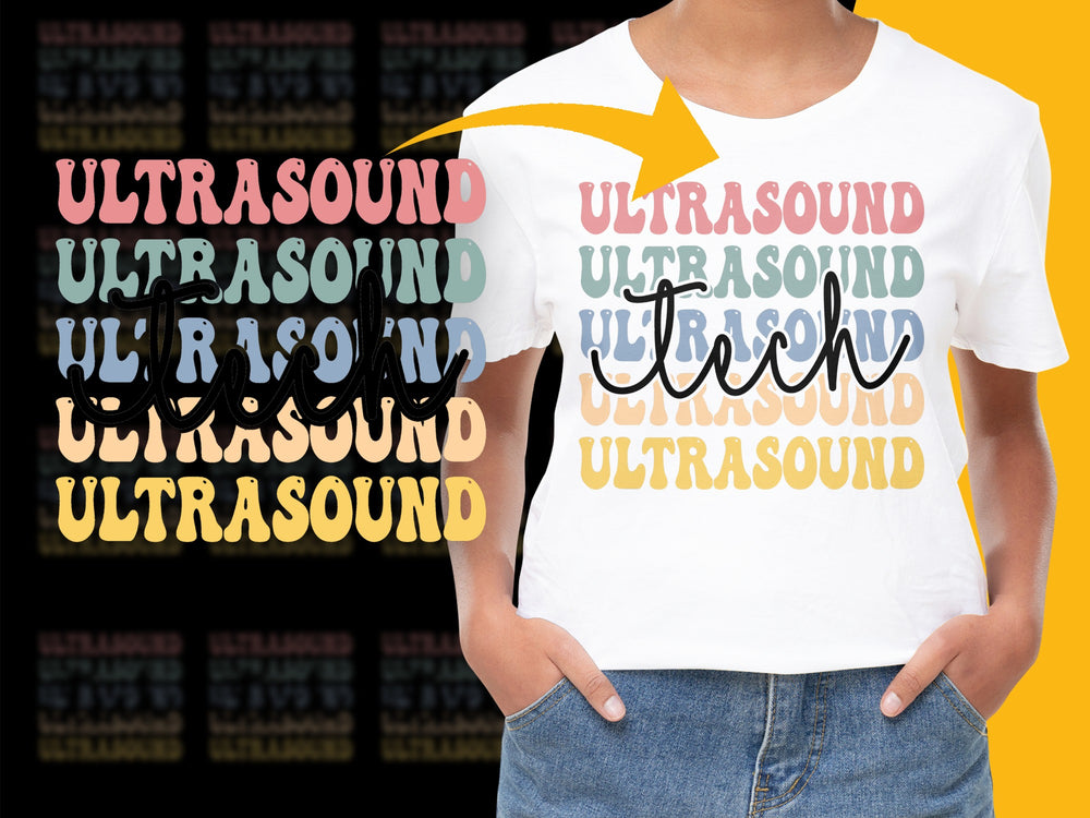 Ultrasound Tech T-Shirt, Colorful Medical Sonographer Gift, Personalized Healthcare Worker Apparel, Unisex Diagnostic Shirt