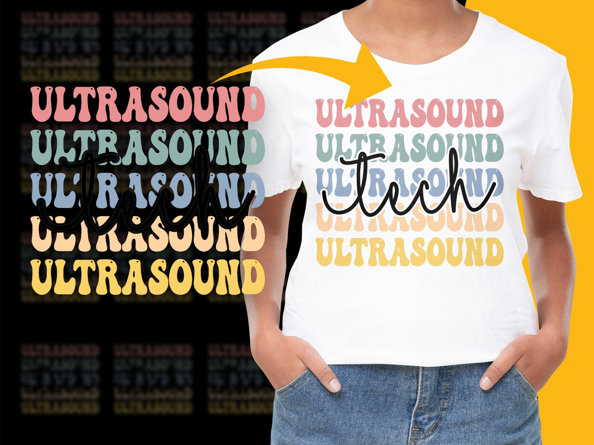 Ultrasound Tech T-Shirt, Colorful Medical Sonographer Gift, Personalized Healthcare Worker Apparel, Unisex Diagnostic Shirt