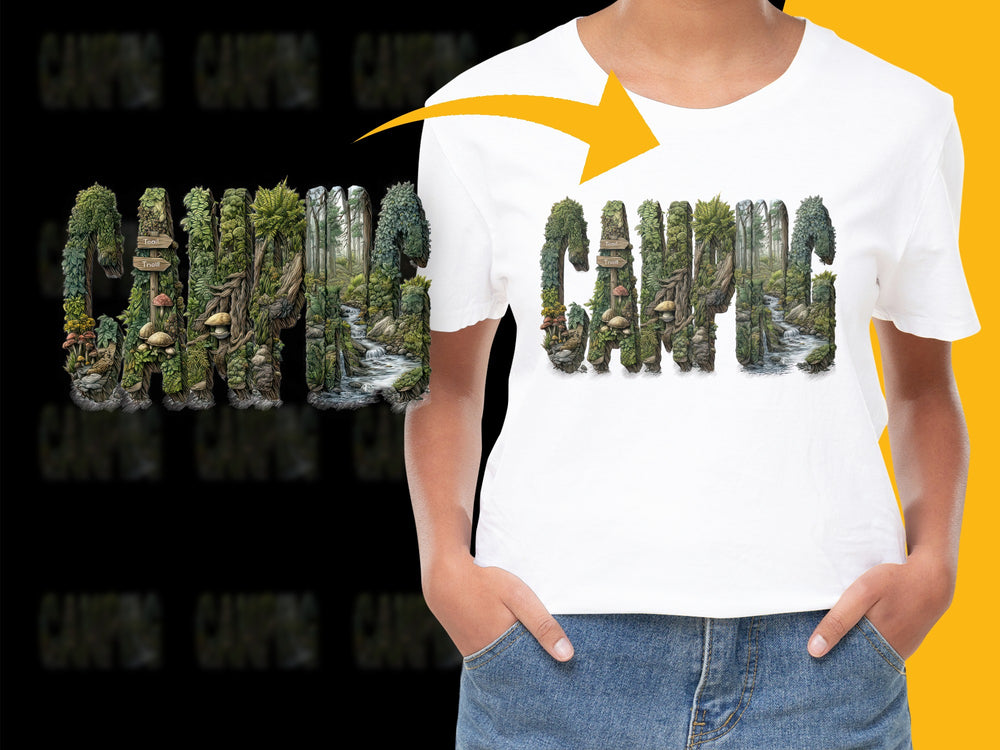 Unique Camping Graphic T-Shirt, Nature Inspired Design, Unisex Forest Print Tee, Outdoor Adventure Top for Men and Women