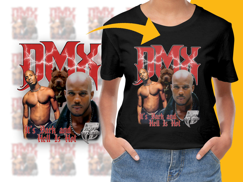 DMX T-Shirt It's Dark and Hell is Hot Album Cover Graphic Tee Hip Hop Merch Vintage Style Music Fan Apparel