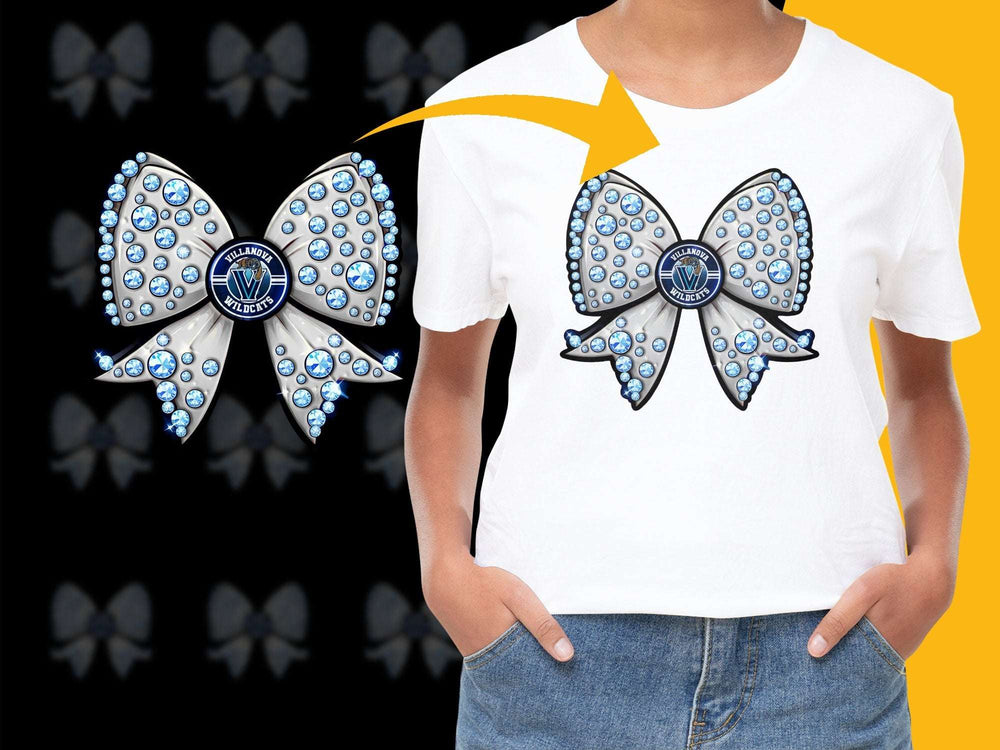 Women's Butterfly Graphic T-Shirt, Rhinestone Embellished Casual Top, Trendy Summer Tee, Fashionable White Shirt with Blue Design