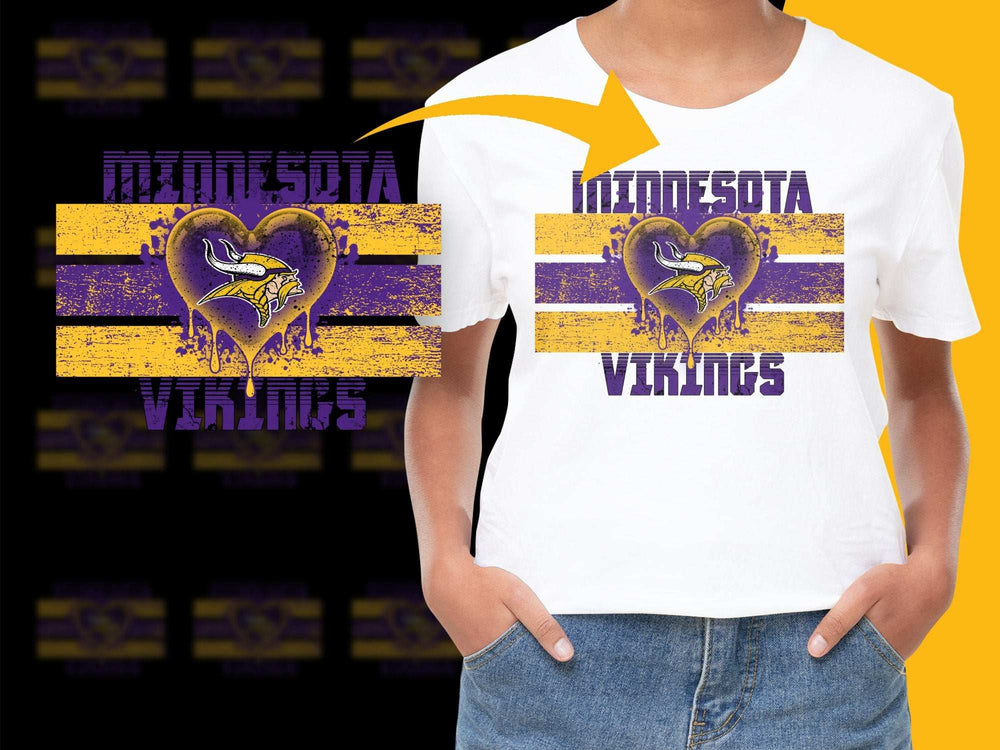 Minnesota Vikings T-Shirt, Purple and Yellow NFL Team Logo, Casual Sports Tee