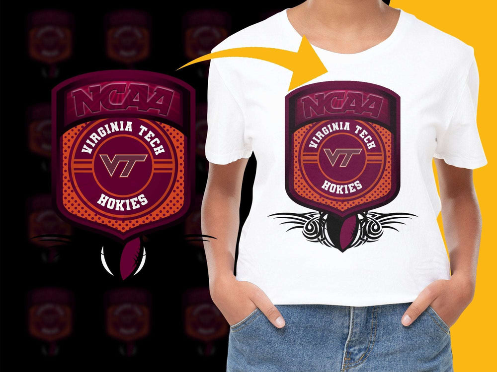 Virginia Tech Hokies NCAA Logo Graphic T-Shirt, Maroon and Orange Colors, College Sports Apparel