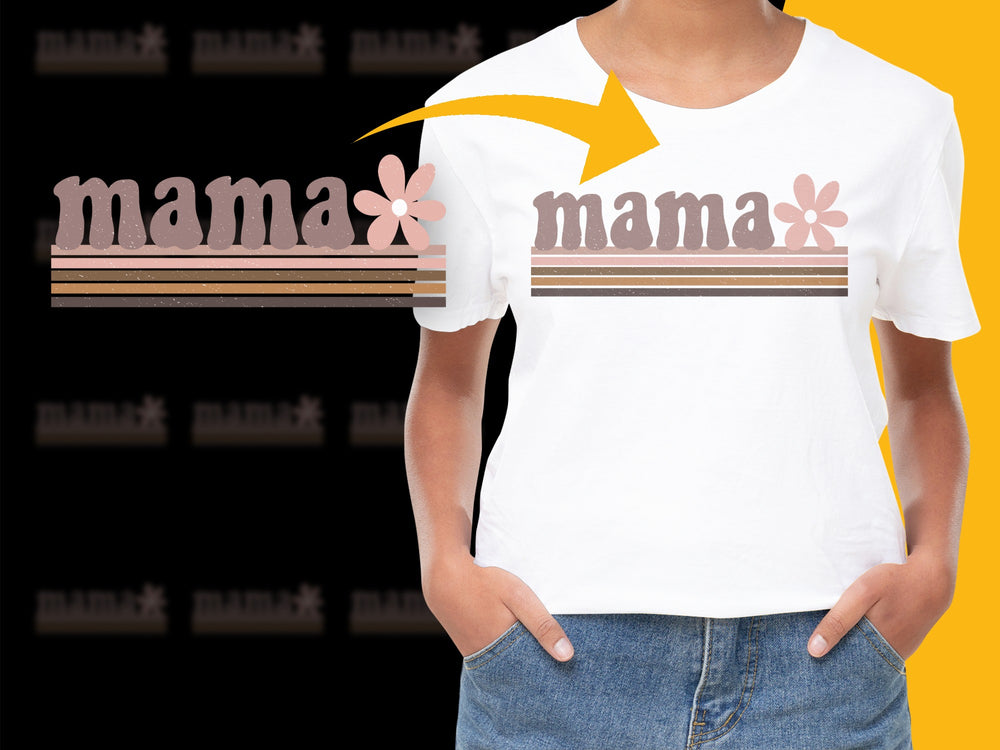 Mama Floral Graphic T-Shirt, Cute Mother's Day Gift, Women's White Tee with Pink Flowers Design