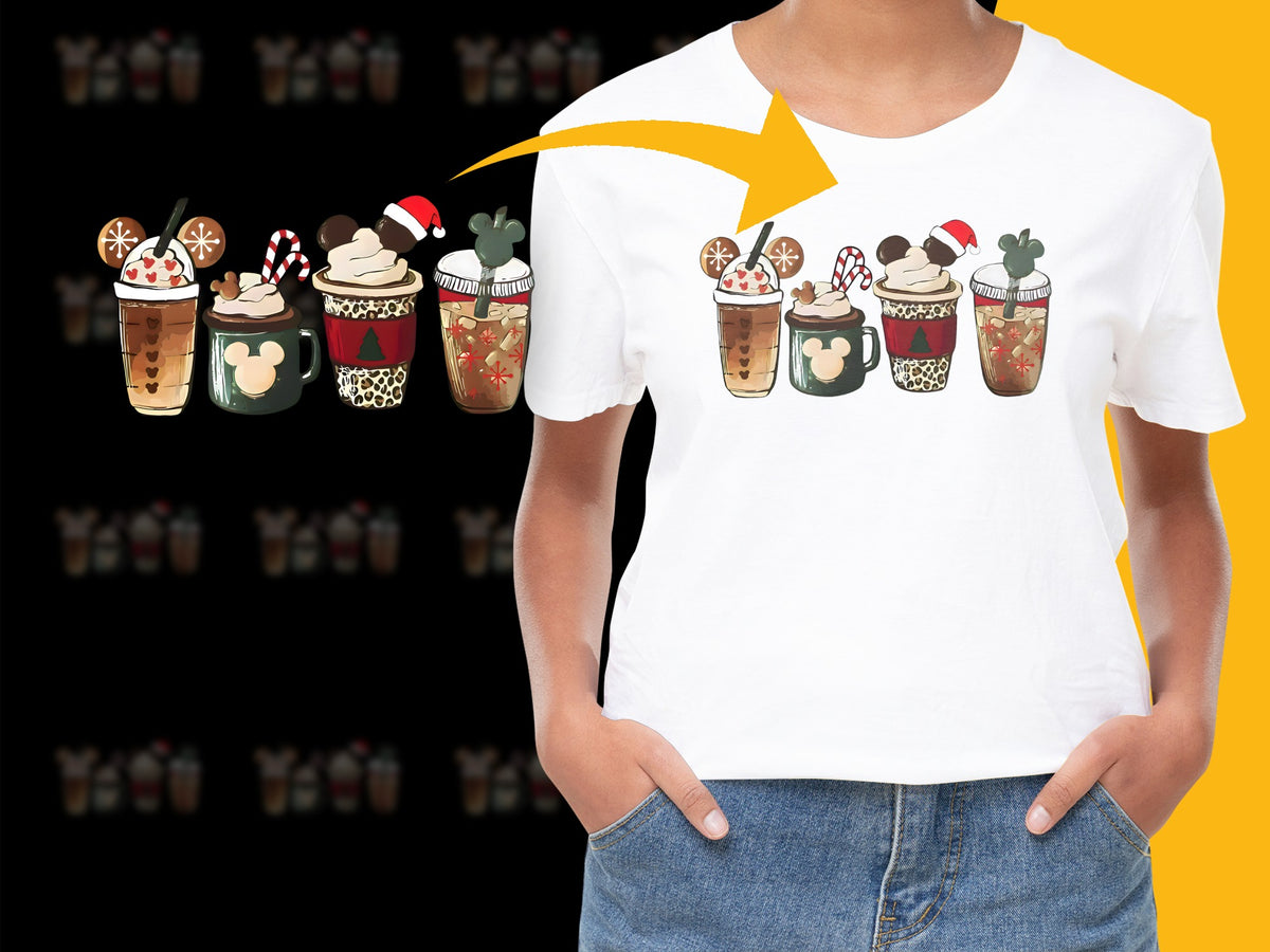Holiday Coffee Cup T-Shirt, Cute Christmas Graphic Tee, Festive Winter Apparel, Unisex Gift Idea