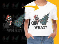 Load image into Gallery viewer, Cute Cat Christmas T-Shirt, Funny Holiday Shirt, Kids Winter Tee, Unique Xmas Gift Idea.
