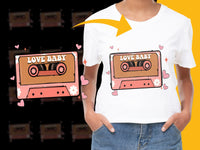 Load image into Gallery viewer, Retro Cassette Tape Love Baby Graphic T-Shirt, Vintage Style, Unisex Cotton Tee, Trendy Nostalgic Fashion, Casual Streetwear
