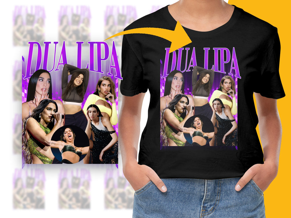 Dua Lipa Graphic T-Shirt, Pop Star Female Artist Tee, Trendy Music Fan Merch, Colorful Celebrity Shirt Design, Gift Idea