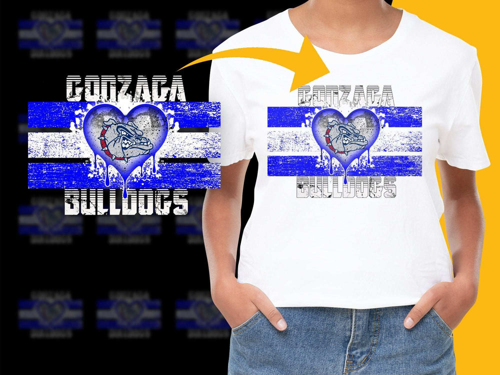 Batavia Bulldogs T-Shirt, Distressed Heart Design, School Spirit Wear, Blue White Graphic Tee, Sports Fan Apparel, Unisex Clothing