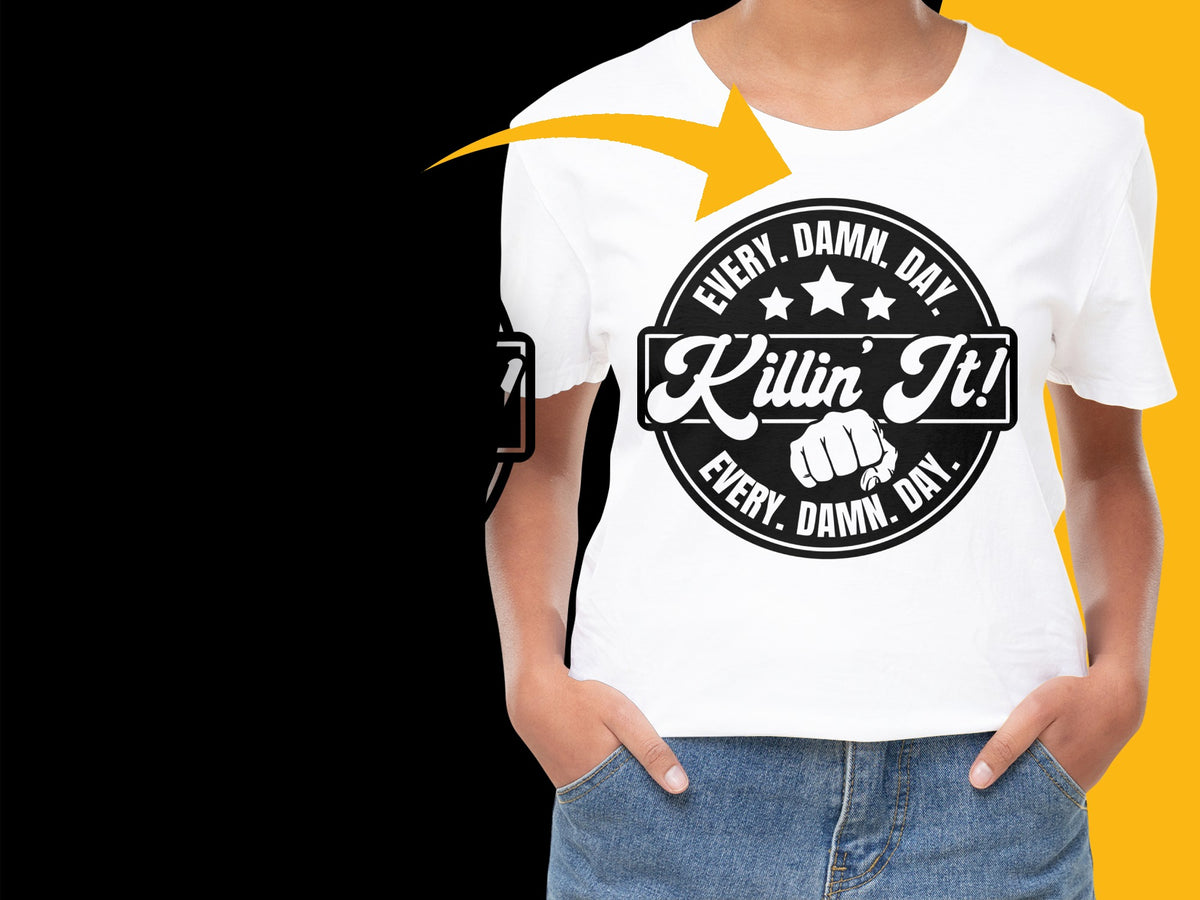 Motivational Quote T-Shirt, Every Damn Day Killin It, Inspirational Graphic Tee, Casual Streetwear, Unisex White Shirt