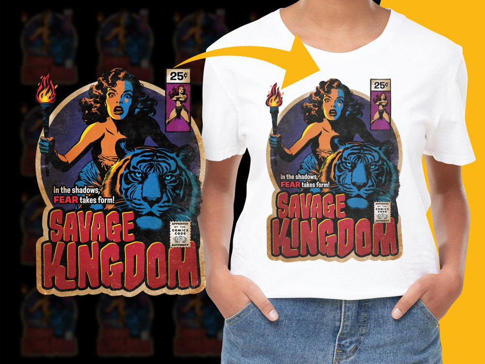 Savage Kingdom Vintage Comic Book Art T-Shirt, Retro Graphic Tee, Unique Pop Culture Fashion, Unisex Casual Wear