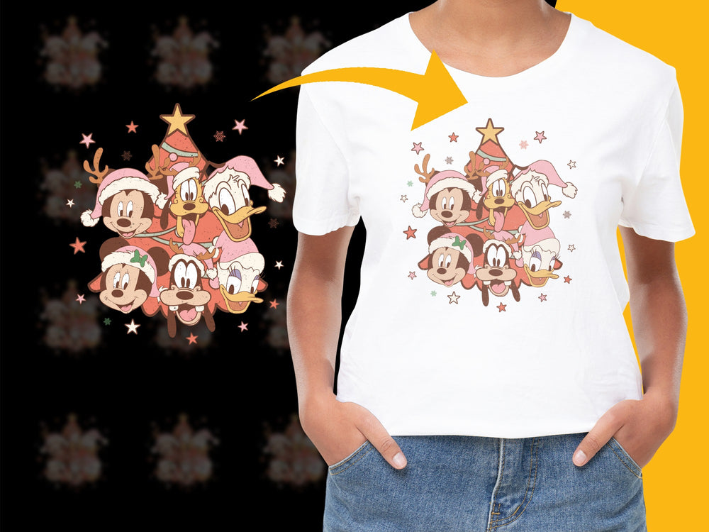 Festive Cartoon Character T-Shirt, Cute Family Christmas Gift, Holiday Graphic Tee for All Ages