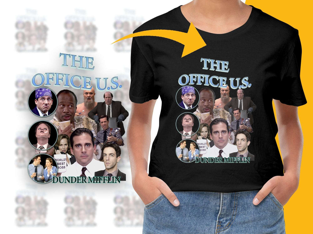 The Office TV Show T-Shirt, Dunder Mifflin Collage Graphic Tee, Unisex Fan Merchandise