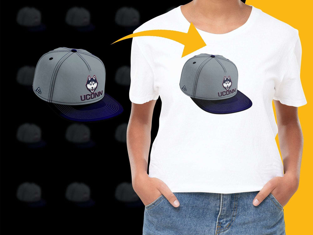 UConn Huskies Logo T-Shirt and Matching Baseball Cap Set, Unisex Casual Wear, Sports Fan Gear
