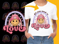 Load image into Gallery viewer, Cute Love T-Shirt, Retro Smiley Face Graphic, Aesthetic Casual Tee, Valentines Day Gift Idea
