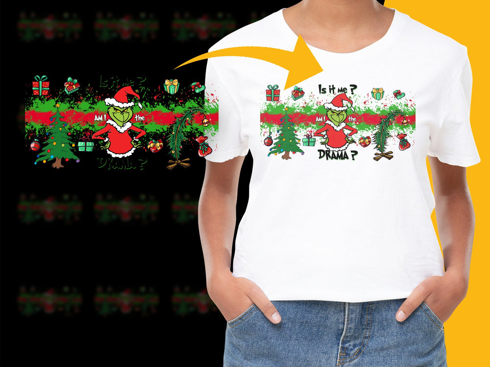 Christmas T-Shirt Am I the Drama Funny Santa Print Holiday Apparel Festive Tee for Adults