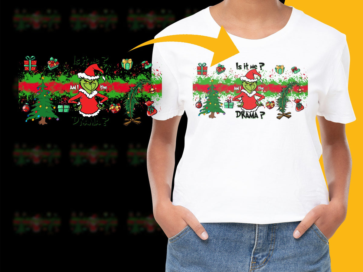 Christmas T-Shirt Am I the Drama Funny Santa Print Holiday Apparel Festive Tee for Adults